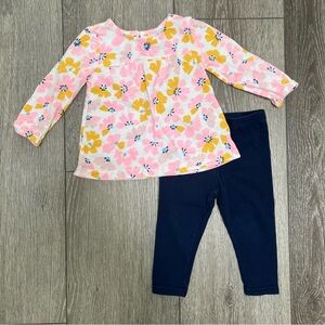 CARTERS 2PC LONG SLEEVE SHIRT AND PANTS OUTFIT FLORAL 18MO